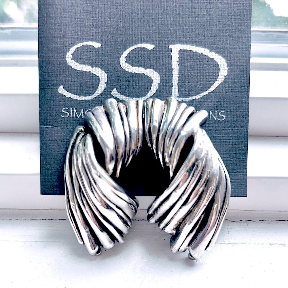 Here Comes a Wave! Elegant Simon Sebbag Clip-on Earrings